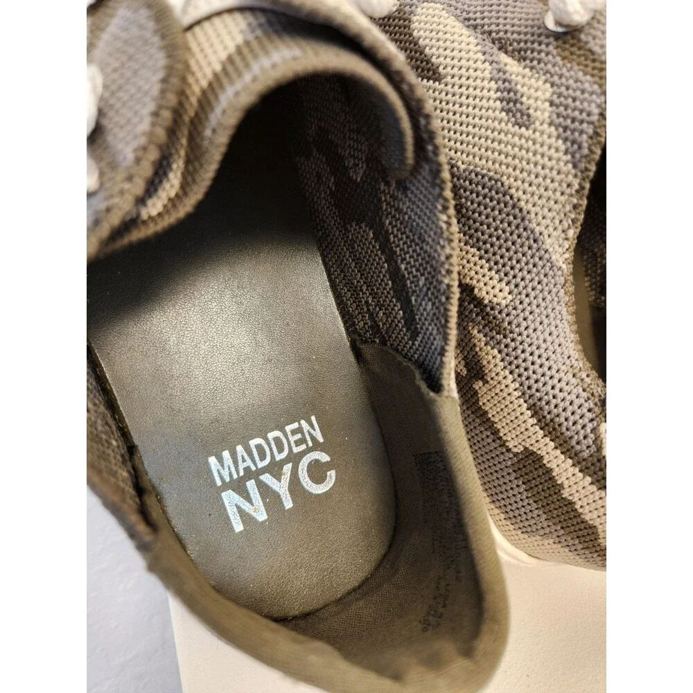 Madden NYC Green Camo Knit Platform Slip On Sneakers Sz 8.5 Camouflage Low Top